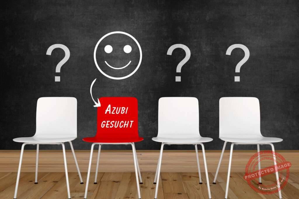 aevo online - ausbildungsmarketing | aevo online stuhl mit der aufschrift azubis gesucht im rahmen des azubi recruiting und ausbildungsmarketing