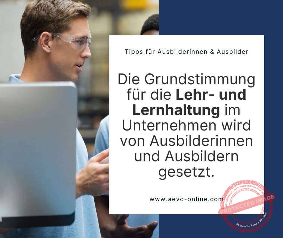 die grundstimmung für die lehr  und lernhaltung im unternehmen wird von ausbilderinnen und ausbildern gesetzt