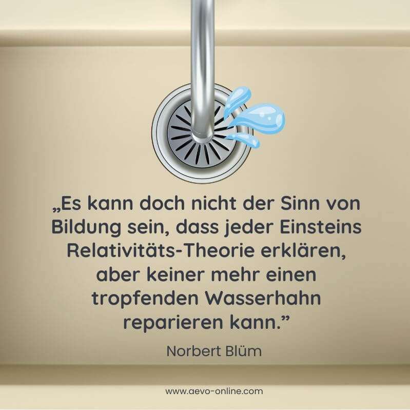 aevo online zitate ausbildung | aevo online es kann doch nicht der sinn von bildung sein dass jeder einsteins relativitäts theorie erklären aber keiner mehr einen tropfenden wasserhahn reparieren kann zitat von norbert blüm