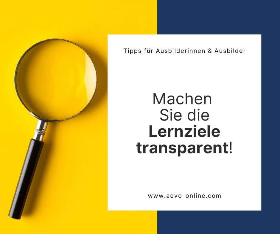 machen sie die lernziele transparent