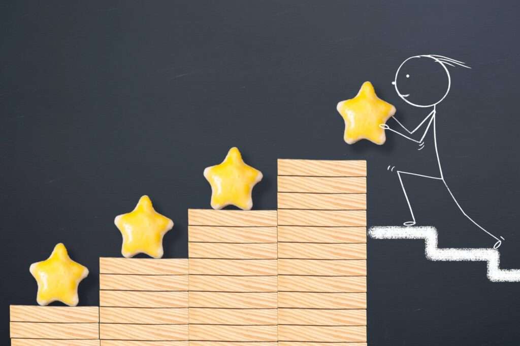 vier stufen methode einem stern auf jeder stufe